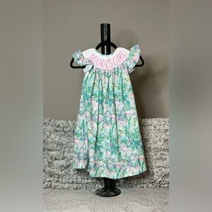 Green and Pink Tropical Flutter Sleeve Nightgown
